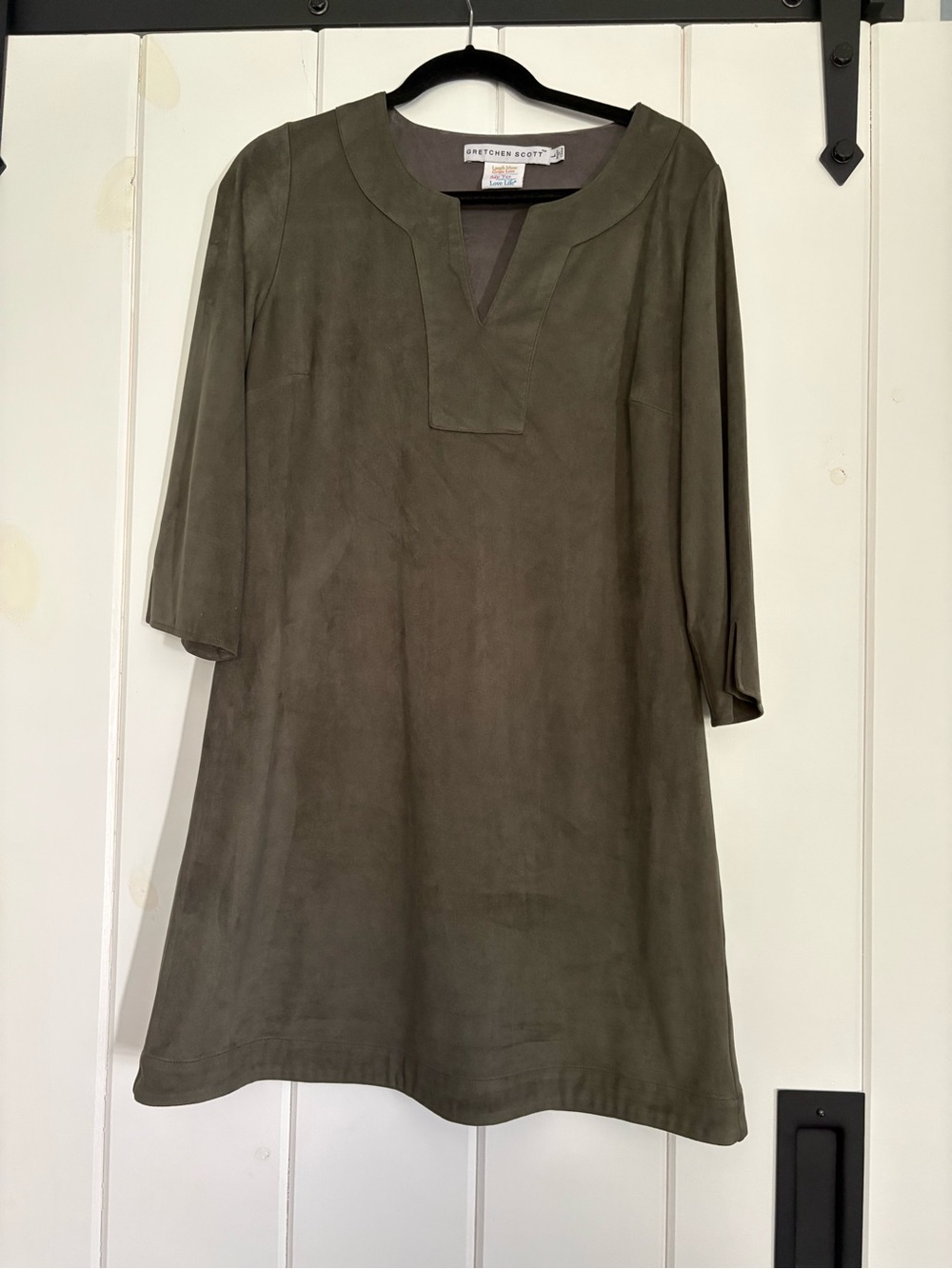 Gretchen Scott Designs Grey Suede Mini Dress